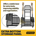 Rolling Three-Tier Garden Tool Rack with Hooks for Garage Storage