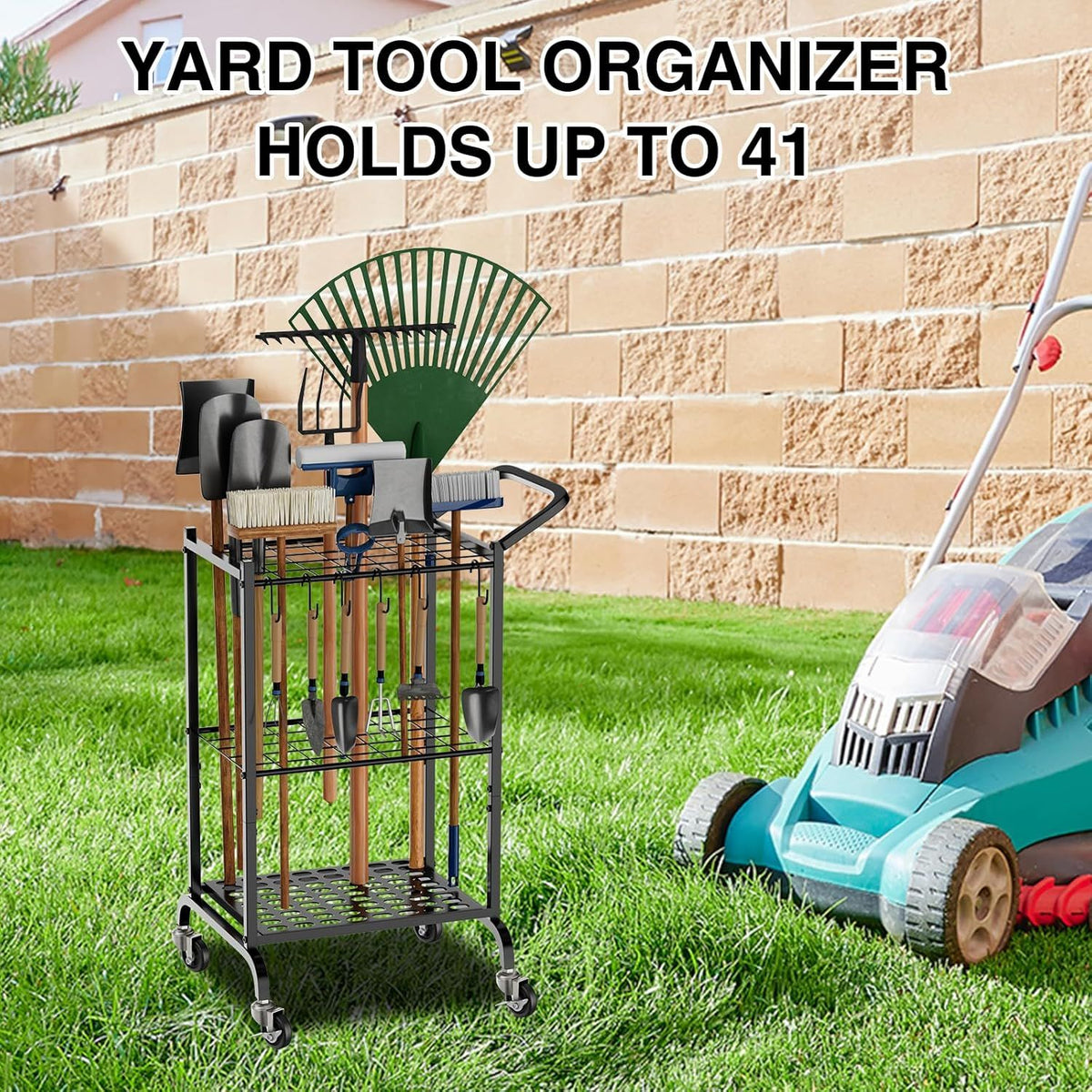 Garden Tool Tower Rack Keeps Long-Handled Yard Tools Standing Ready