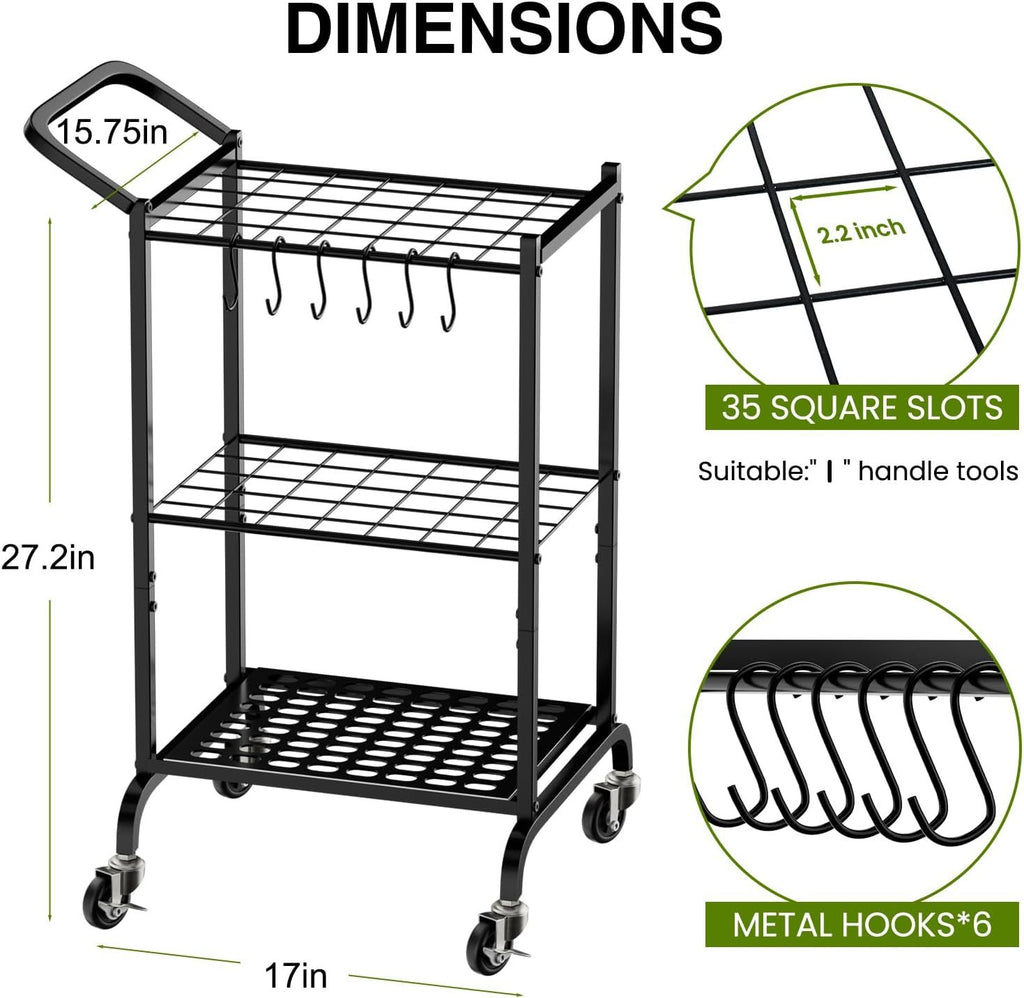 Garden Tool Tower Rack Keeps Long-Handled Yard Tools Standing Ready