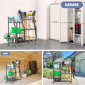 Rolling Garden Tool Organizer for Rakes, Shovels, and Yard Tools