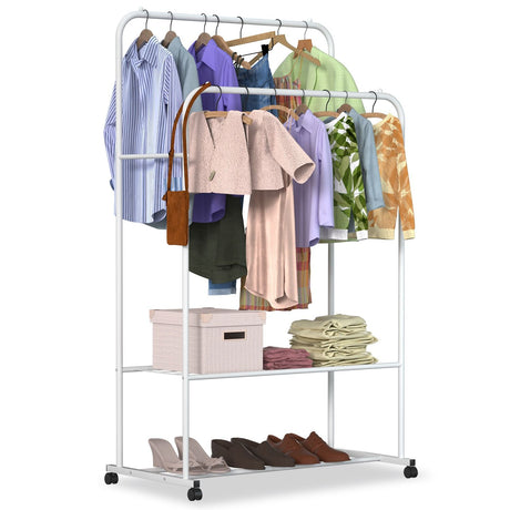 Rolling Garment Rack with Expanded Hanging Space