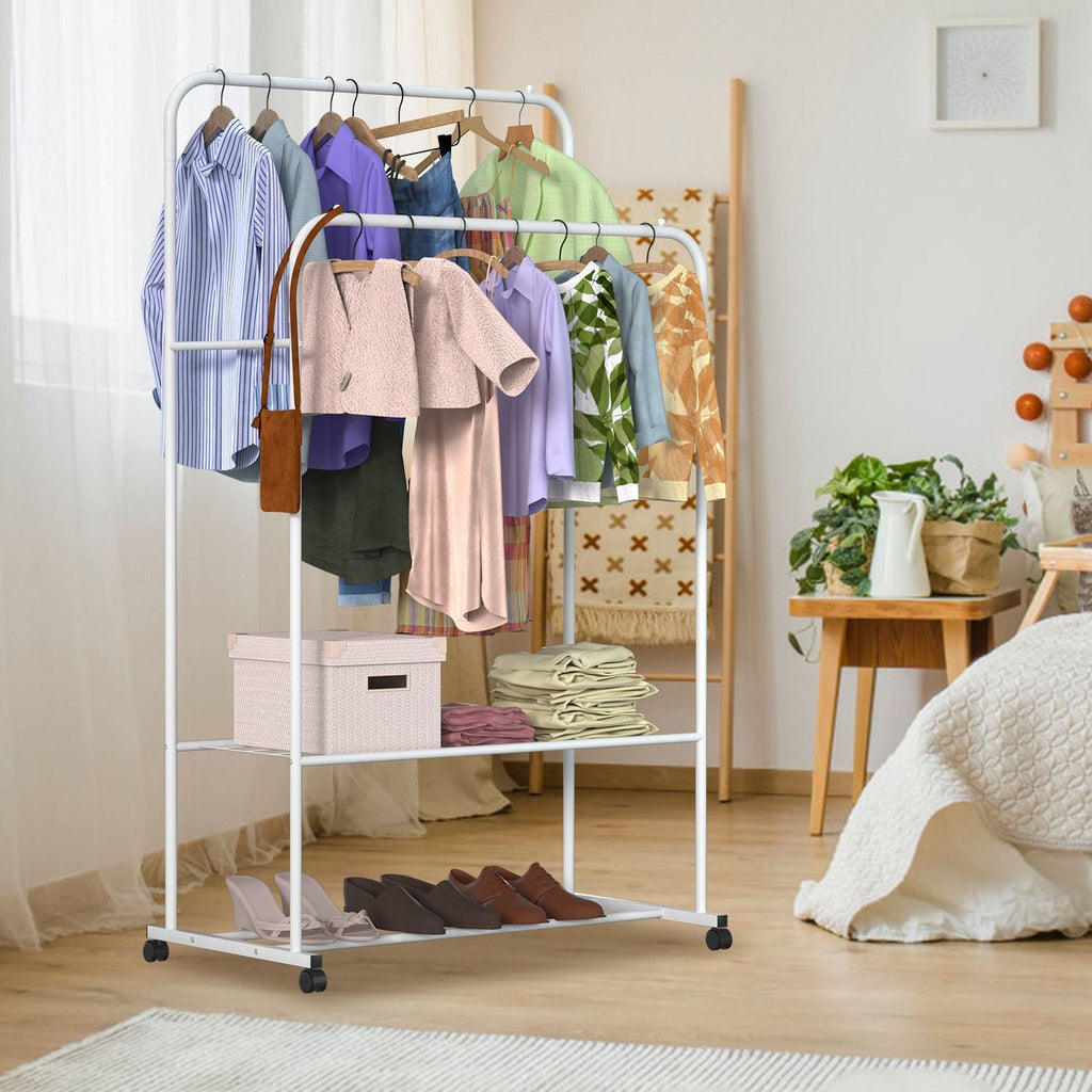 Rolling Garment Rack with Expanded Hanging Space