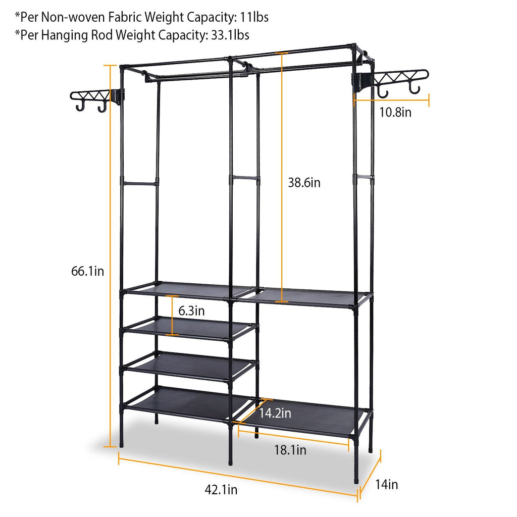 Spacious practical Garment Rack with 360° Rotatable Hooks