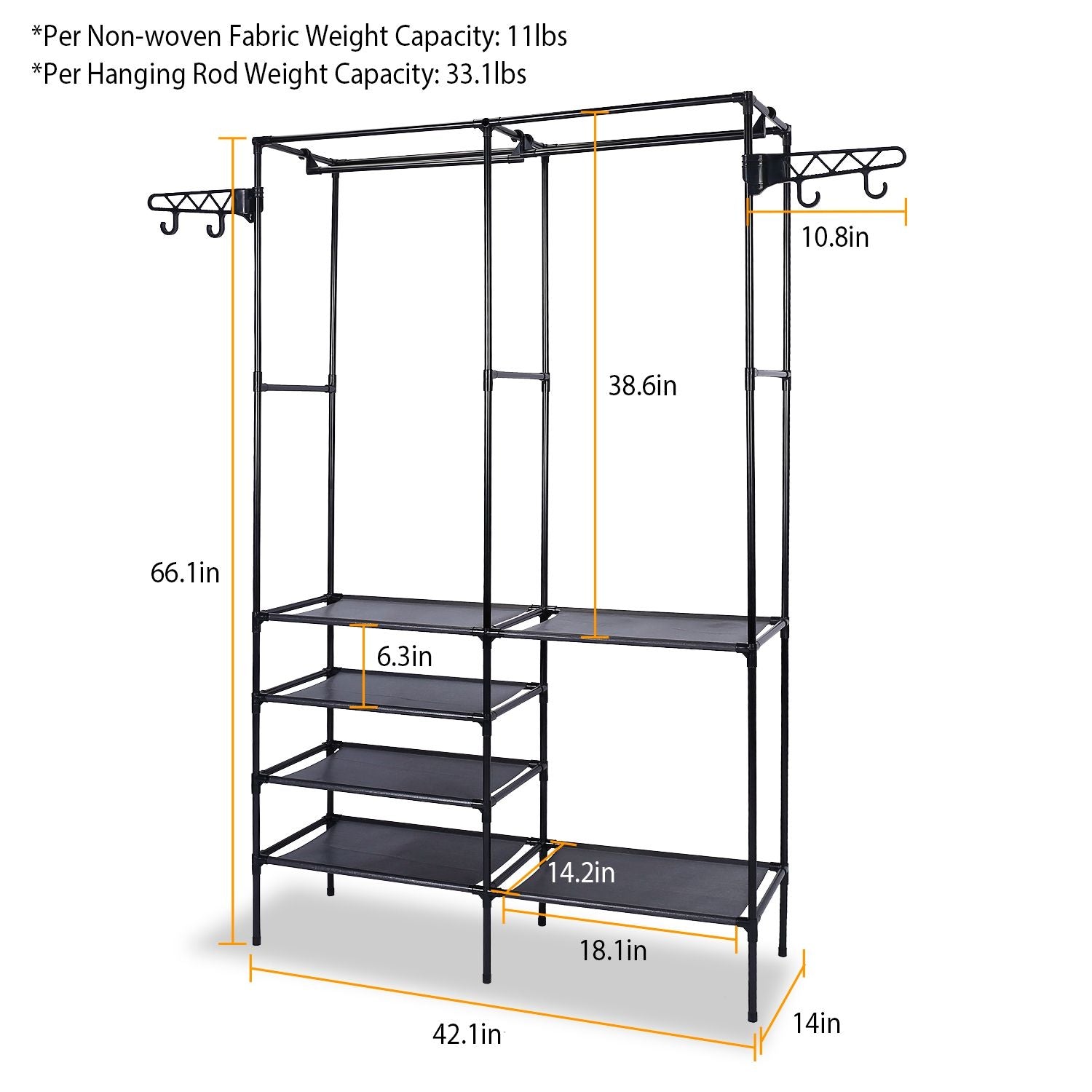 Spacious practical Garment Rack with 360° Rotatable Hooks