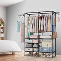 Spacious practical Garment Rack with 360° Rotatable Hooks - Black