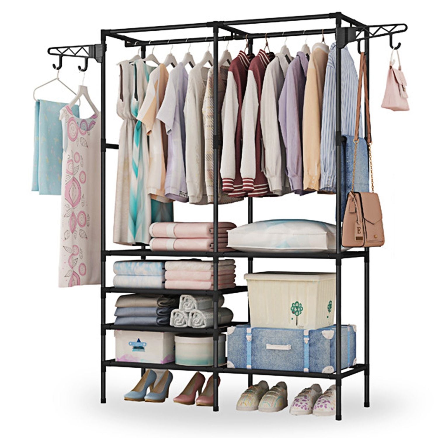 Spacious practical Garment Rack with 360° Rotatable Hooks