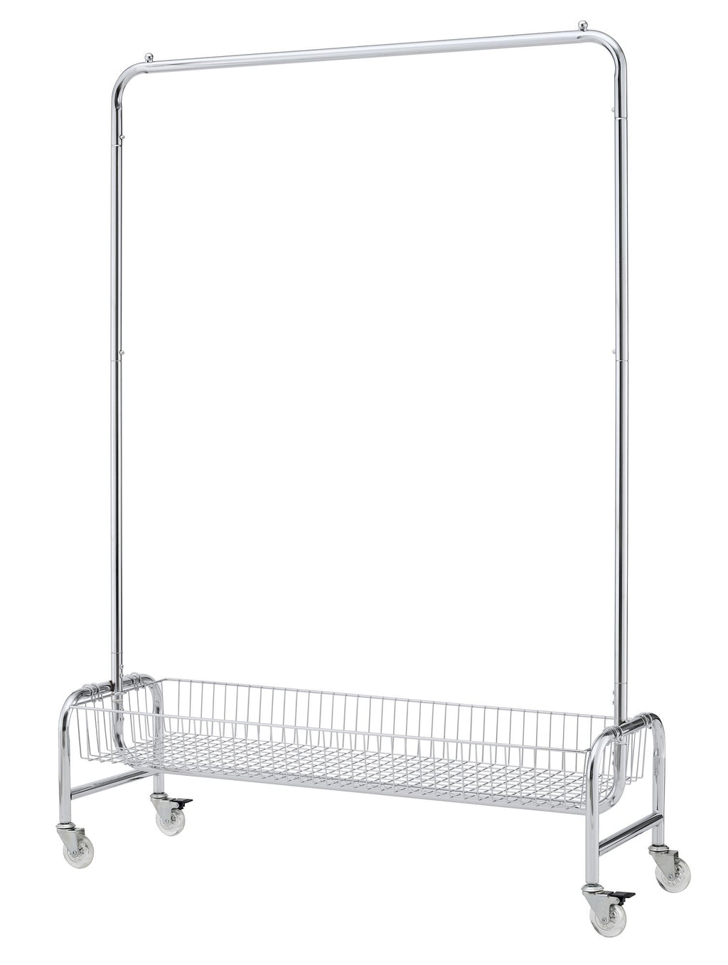 Rolling Garment Rack with Basket, Hanging Bar and Locking Casters