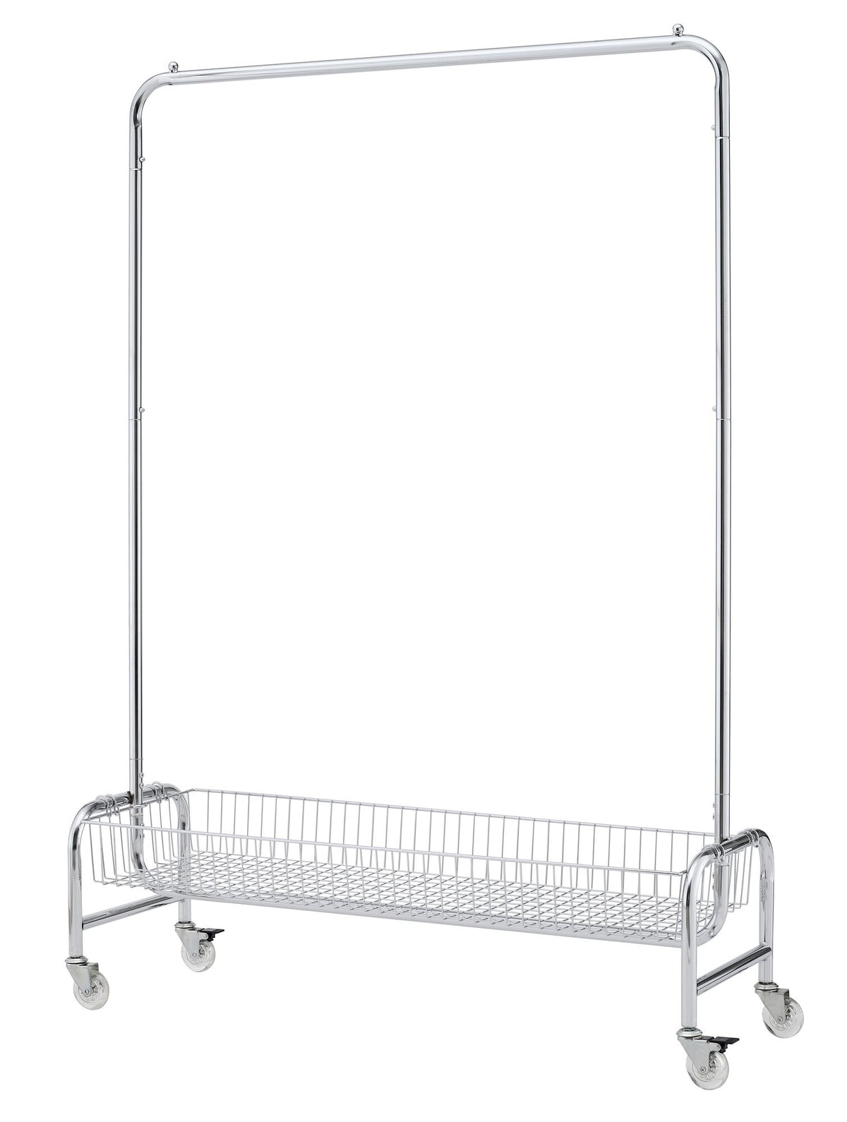 Rolling Garment Rack with Basket, Hanging Bar and Locking Casters