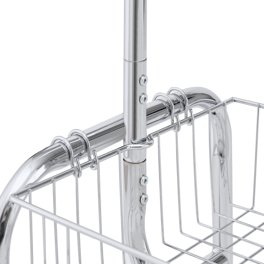 Rolling Garment Rack with Basket, Hanging Bar and Locking Casters