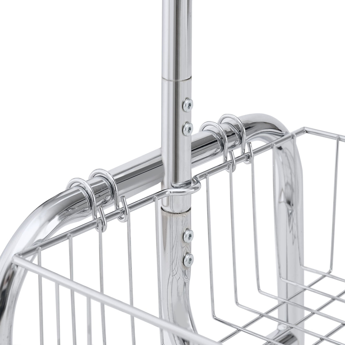 Rolling Garment Rack with Basket, Hanging Bar and Locking Casters