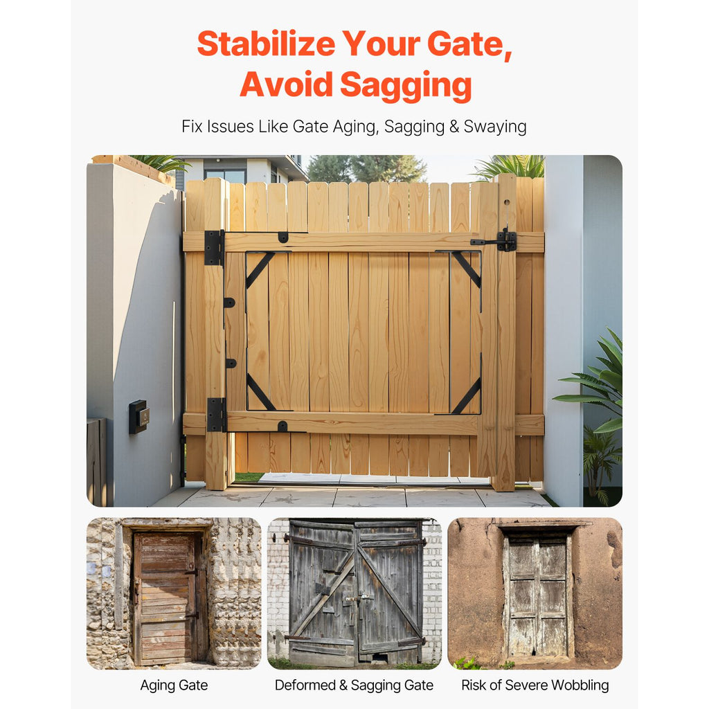 Anti Sag Gate Frame Corner Brace Bracket Kit – 2 Sets for Shed and Driveway Gates