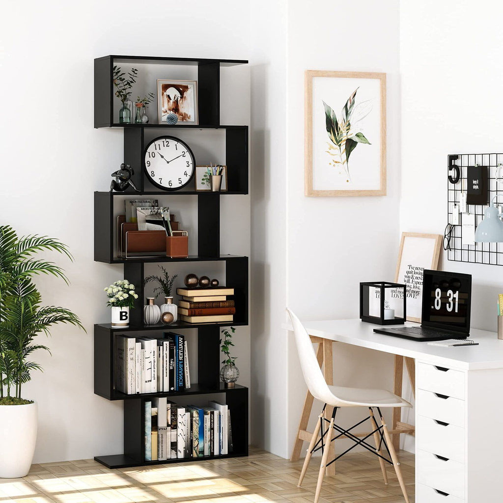 Black S-Shaped Geometric Display Bookcase