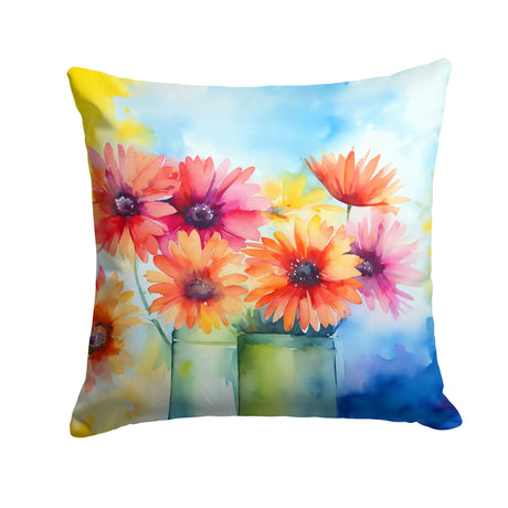 Watercolor Gerbera Daisy Indoor-Outdoor Throw Pillow