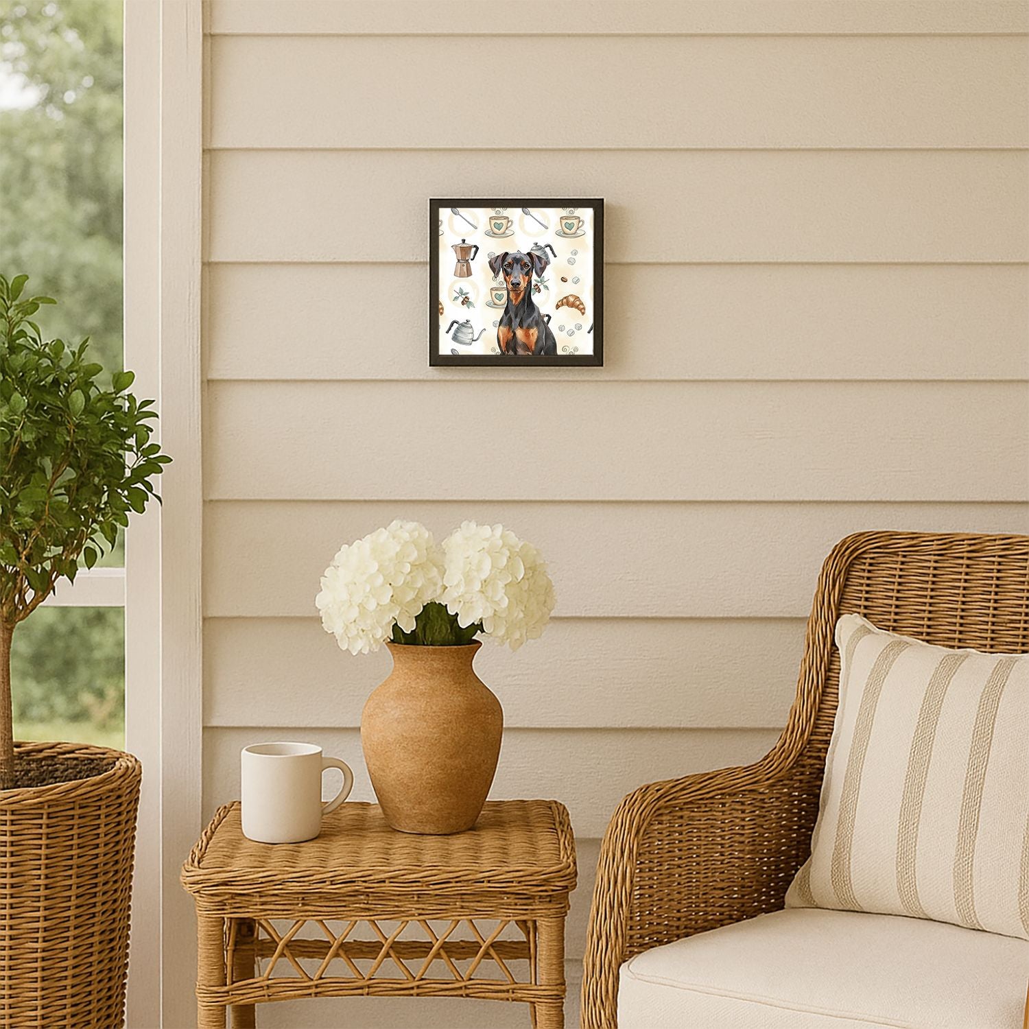 German Pinscher Coffee Bar Framed Wall Art