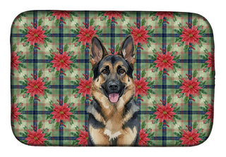 German Shepherd Poinsettia Christmas Dish Drying Mat
