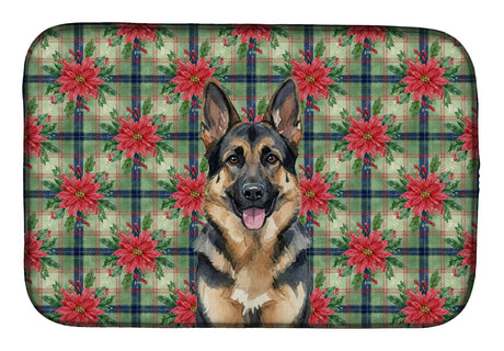 German Shepherd Poinsettia Christmas Dish Drying Mat
