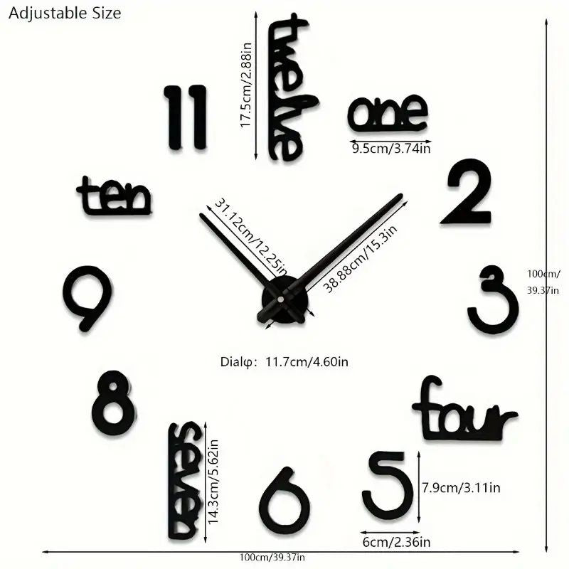 Giant Frameless Clock with Silent Sweep Movement