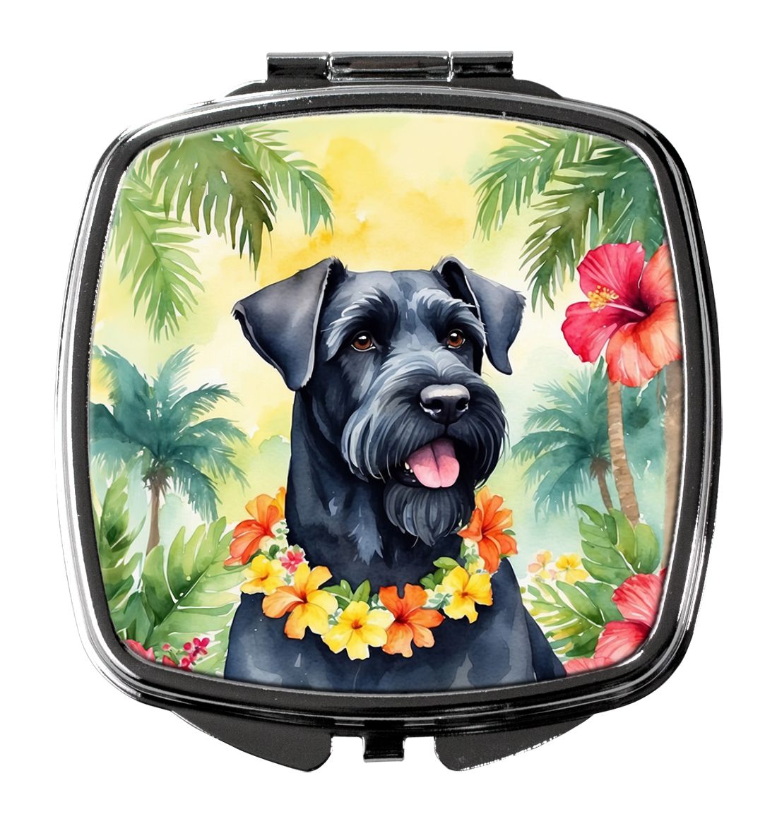 Giant Schnauzer Luau Folding Compact Mirror