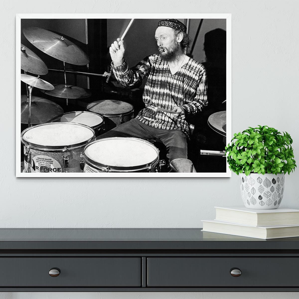 Ginger Baker on the Drums Framed Print – Handcrafted Wall Art
