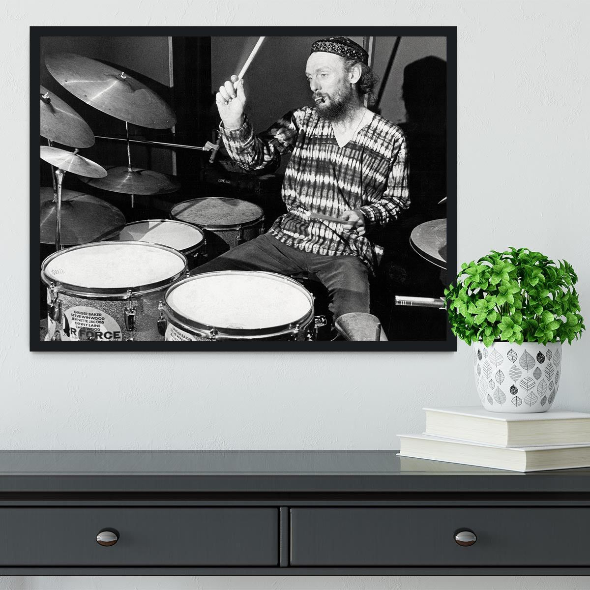 Ginger Baker on the Drums Framed Print – Handcrafted Wall Art