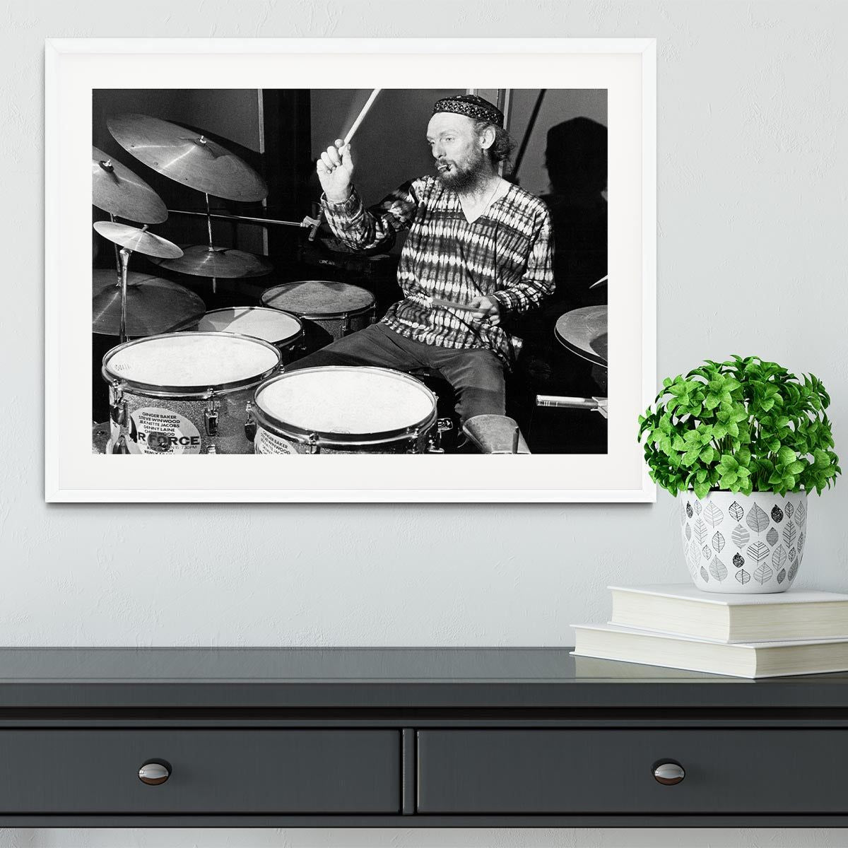 Ginger Baker on the Drums Framed Print – Handcrafted Wall Art