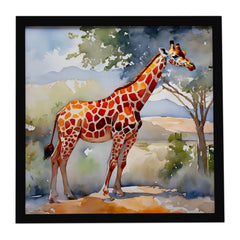 Giraffe Metal Print Wall Art – Modern Framed Decor for Kitchen, Bathroom, or Office