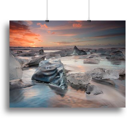 Glacial Lagoon Beach Wall Art Print or Poster