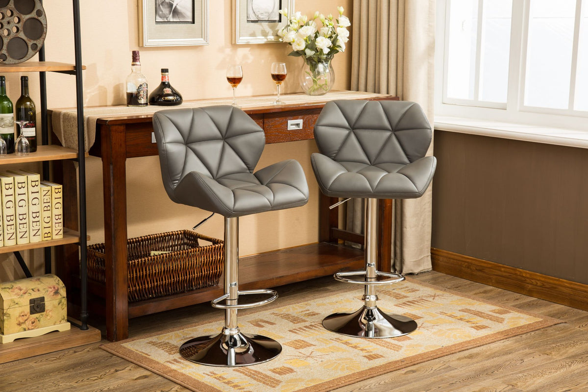 Glasgow Contemporary Tufted Adjustable Height Bar Stools, Set of 2, Grey