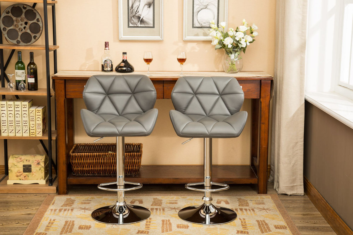 Glasgow Contemporary Tufted Adjustable Height Bar Stools, Set of 2, Grey