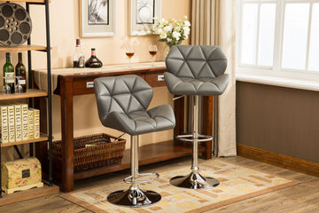 Glasgow Contemporary Tufted Adjustable Height Bar Stools, Set of 2, Grey