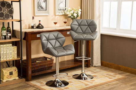 Glasgow Contemporary Tufted Adjustable Height Bar Stools, Set of 2, Grey