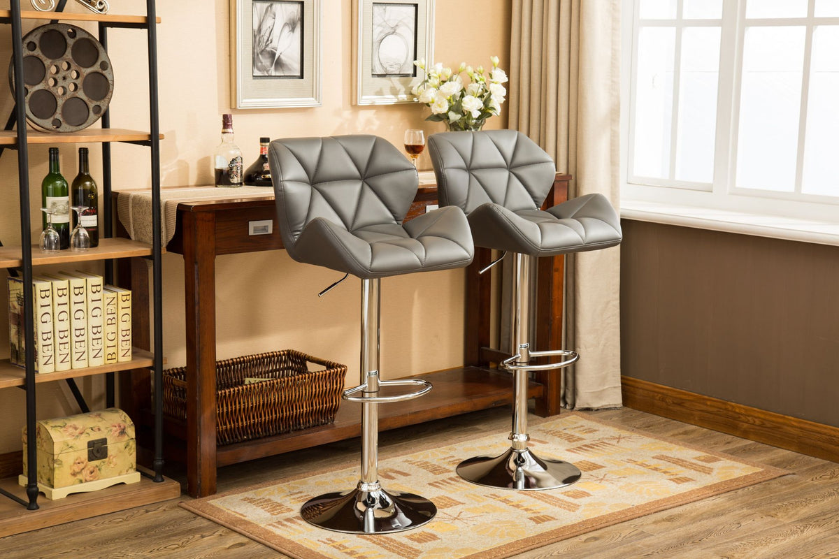 Glasgow Contemporary Tufted Adjustable Height Bar Stools, Set of 2, Grey