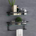 Glass Bathroom Shelf Bathroom Shelf Wall Mounted Floating Glass Shelves with Towel