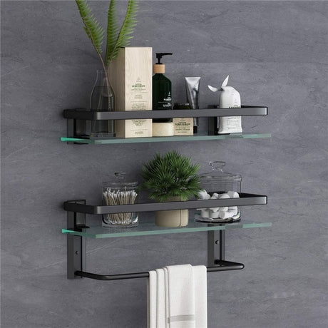 Glass Bathroom Shelf Bathroom Shelf Wall Mounted Floating Glass Shelves with Towel