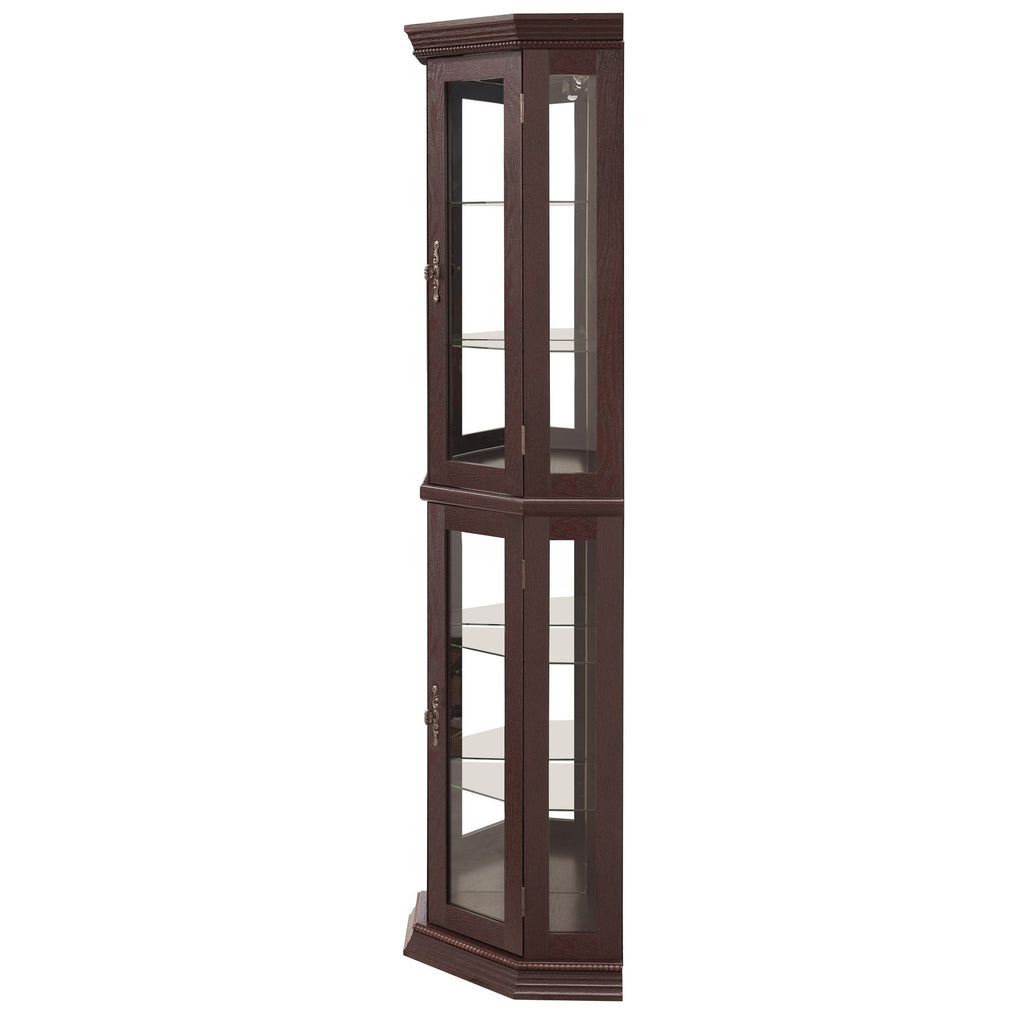 Lighted Corner Curio Cabinet with Adjustable Shelves
