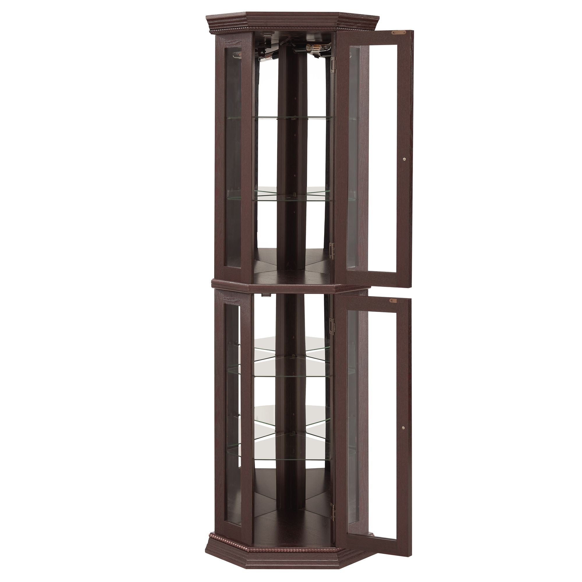 Lighted Corner Curio Cabinet with Adjustable Shelves