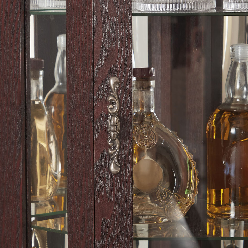 Lighted Corner Curio Cabinet with Adjustable Shelves