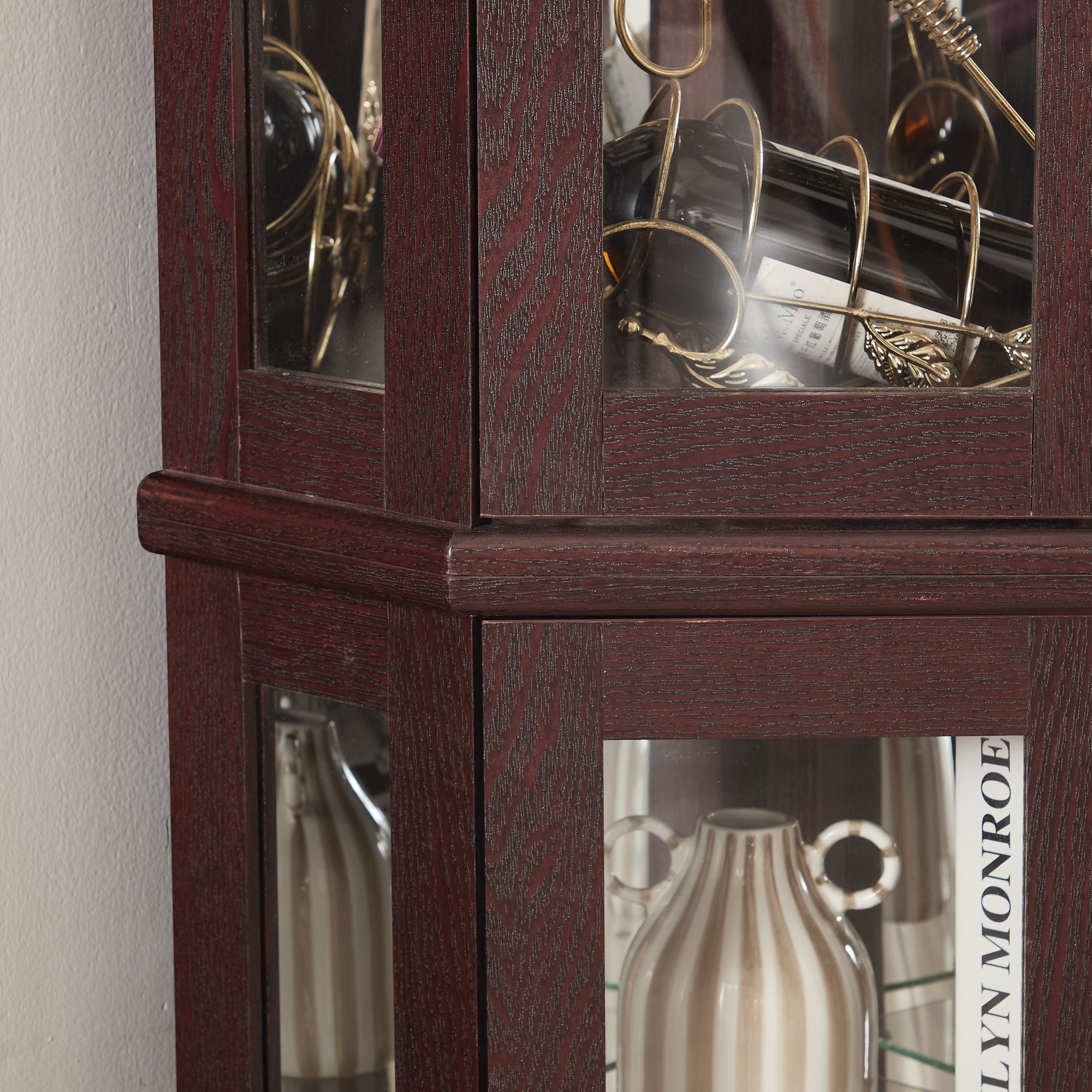 Lighted Corner Curio Cabinet with Adjustable Shelves