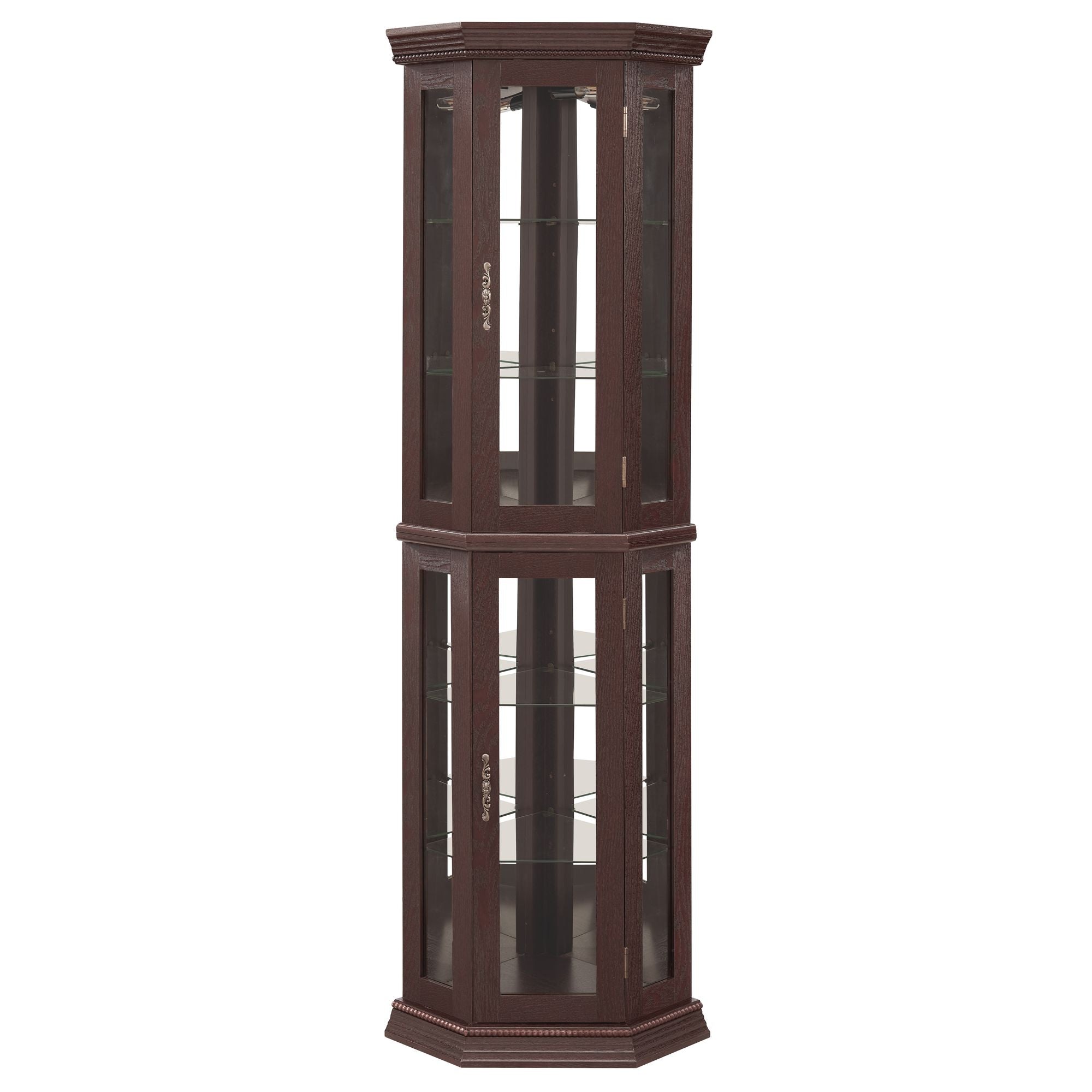 Lighted Corner Curio Cabinet with Adjustable Shelves