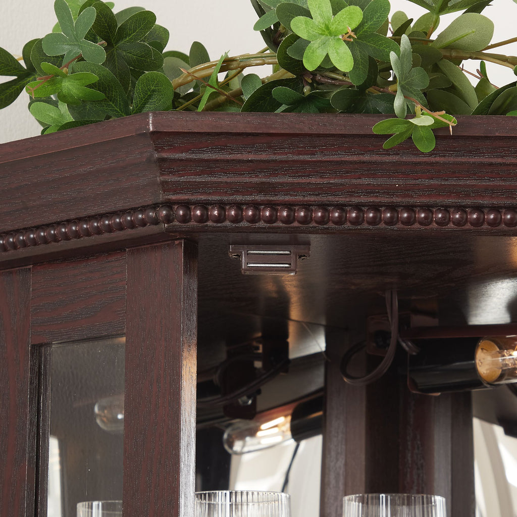 Lighted Corner Curio Cabinet with Adjustable Shelves