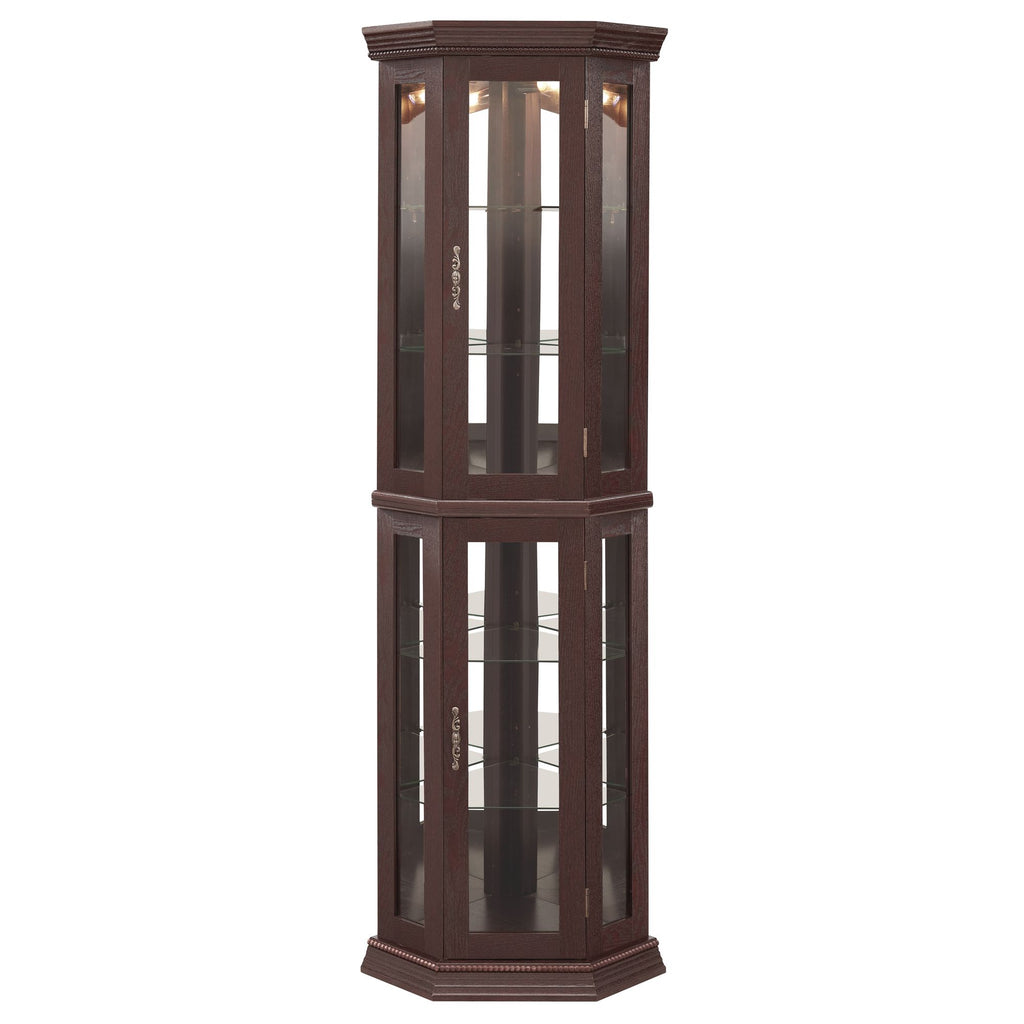 Lighted Corner Curio Cabinet with Adjustable Shelves