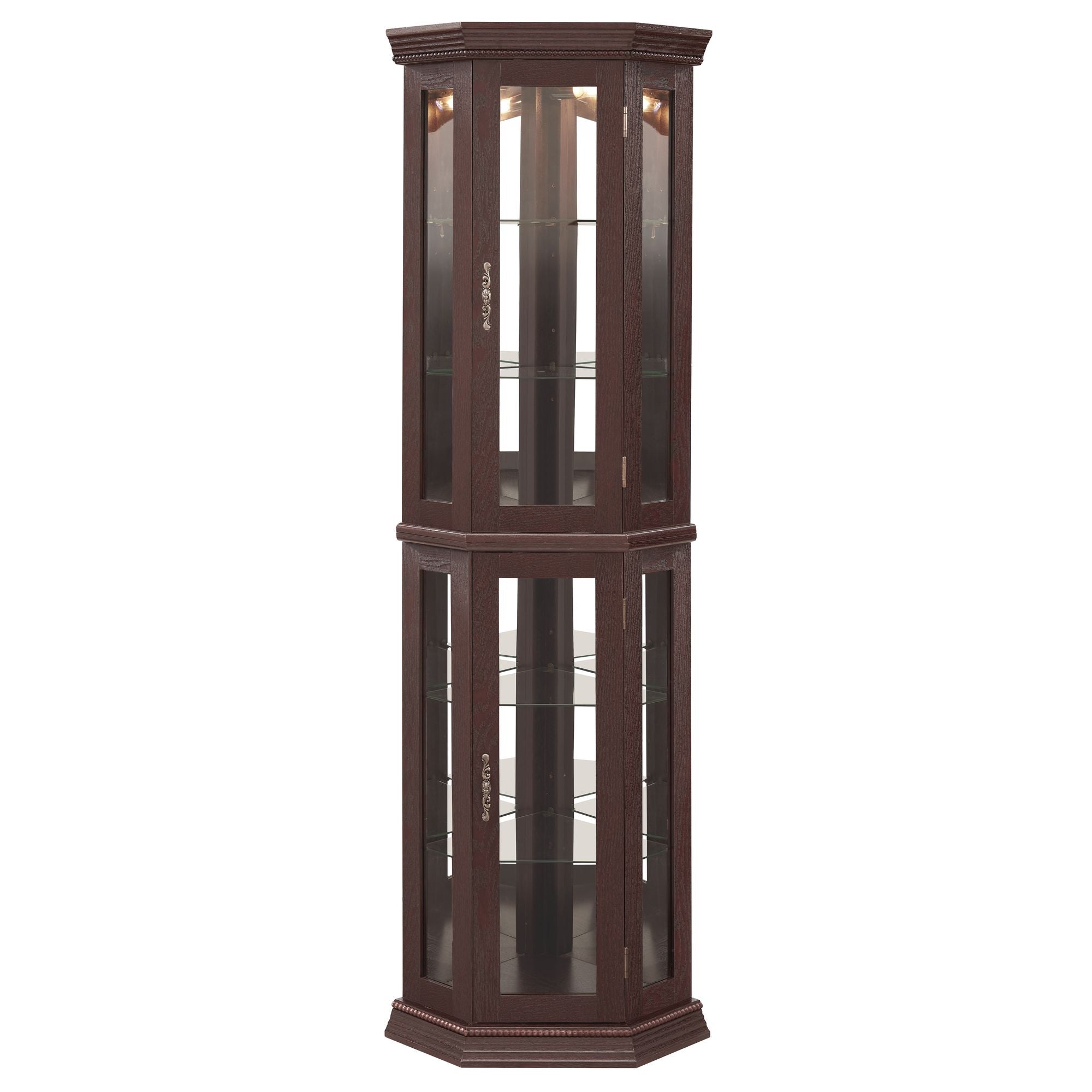 Lighted Corner Curio Cabinet with Adjustable Shelves