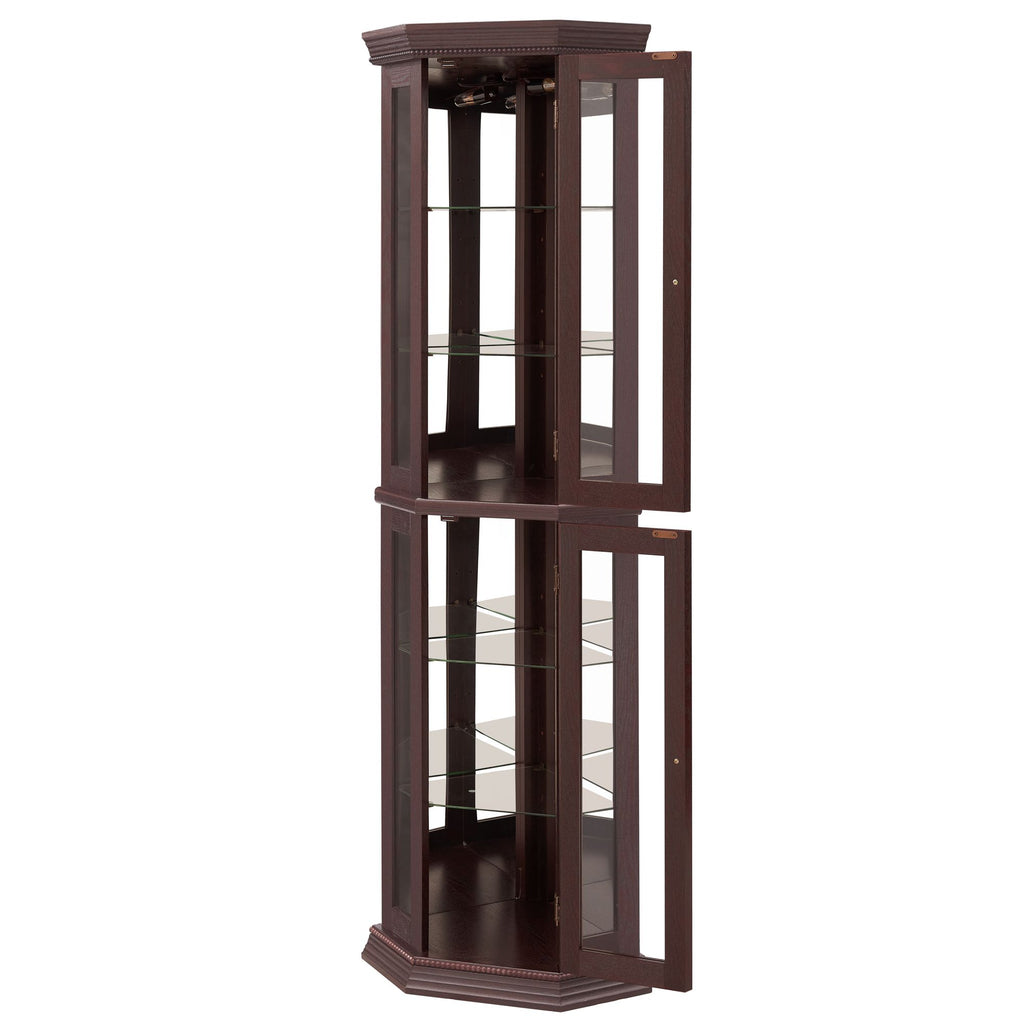 Lighted Corner Curio Cabinet with Adjustable Shelves