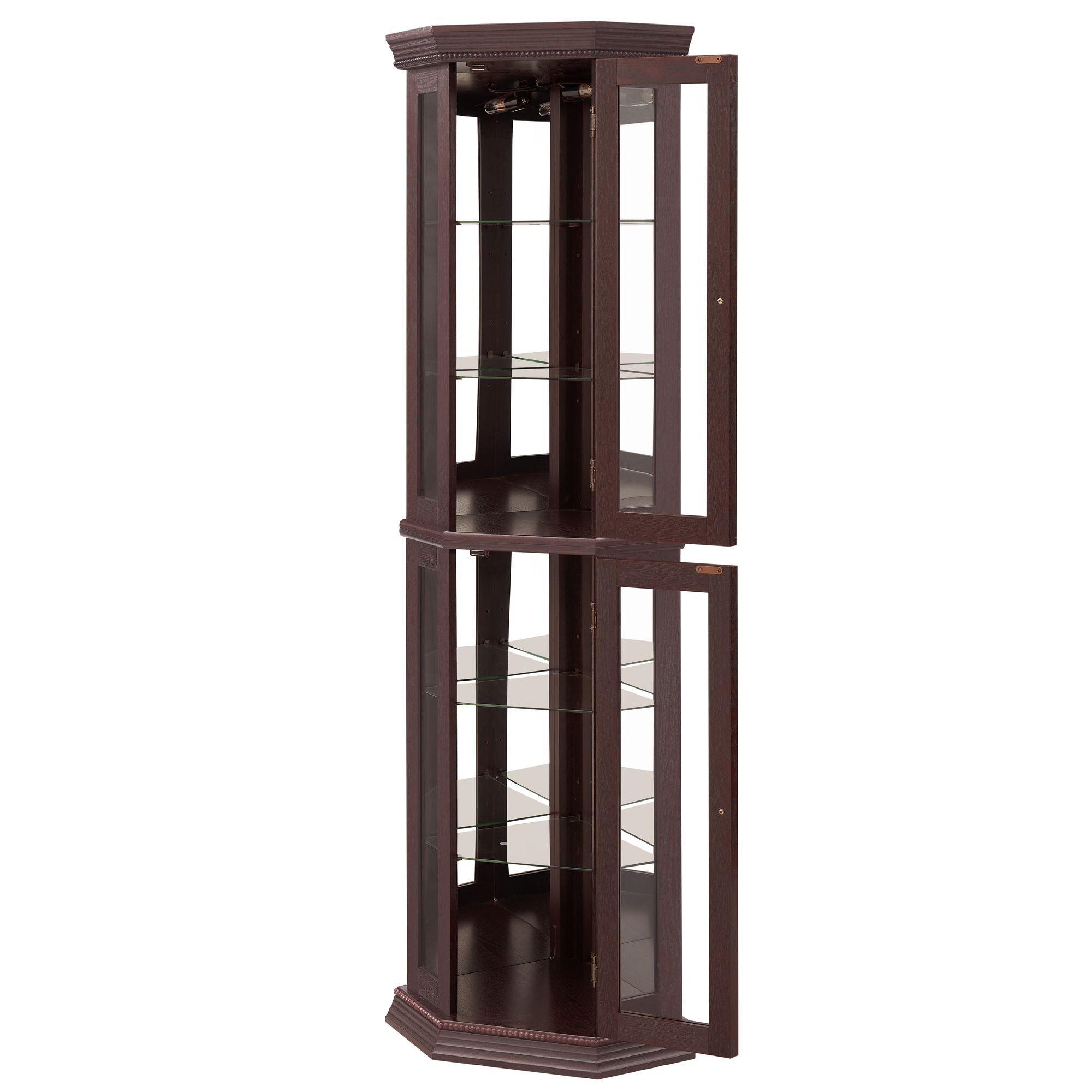 Lighted Corner Curio Cabinet with Adjustable Shelves