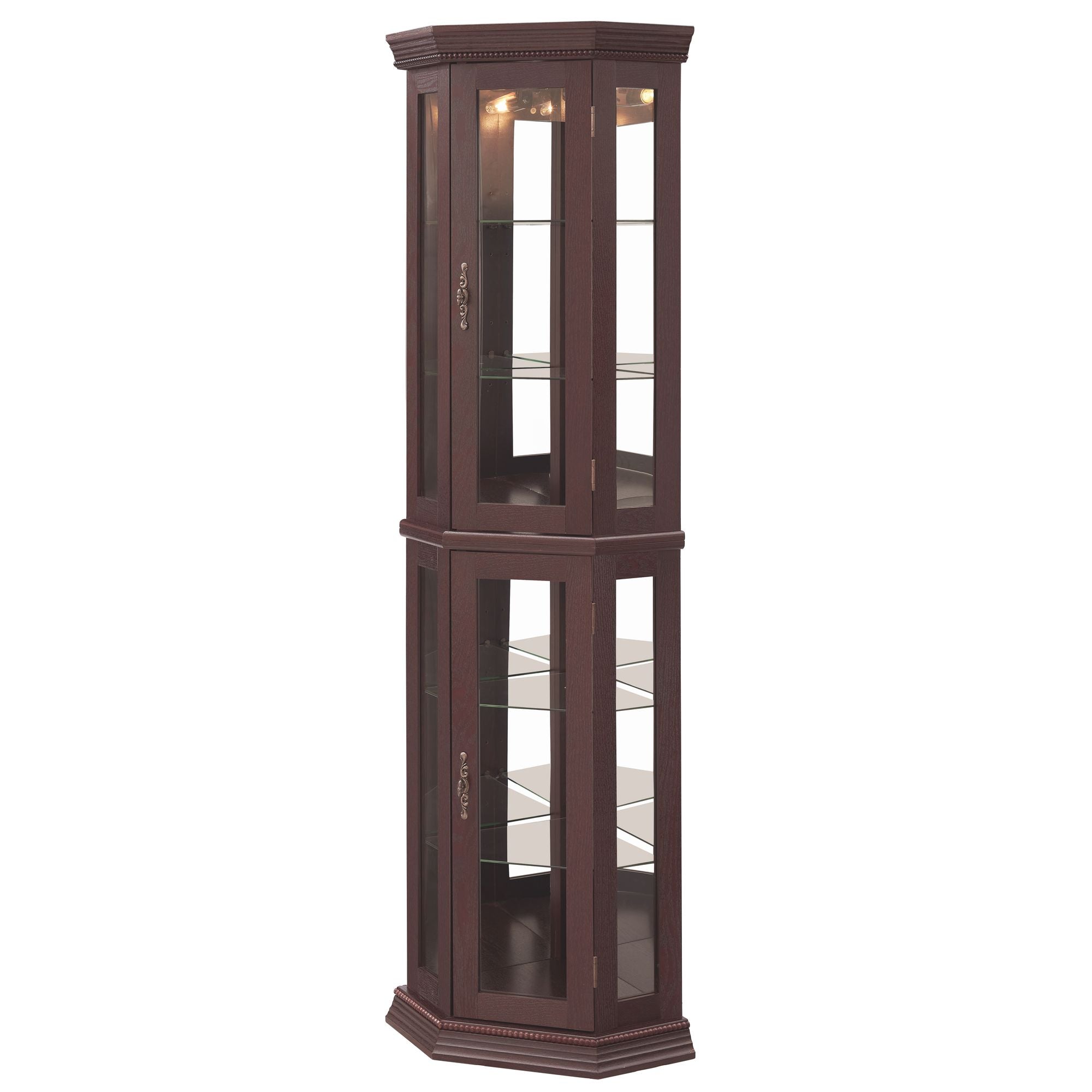 Lighted Corner Curio Cabinet with Adjustable Shelves