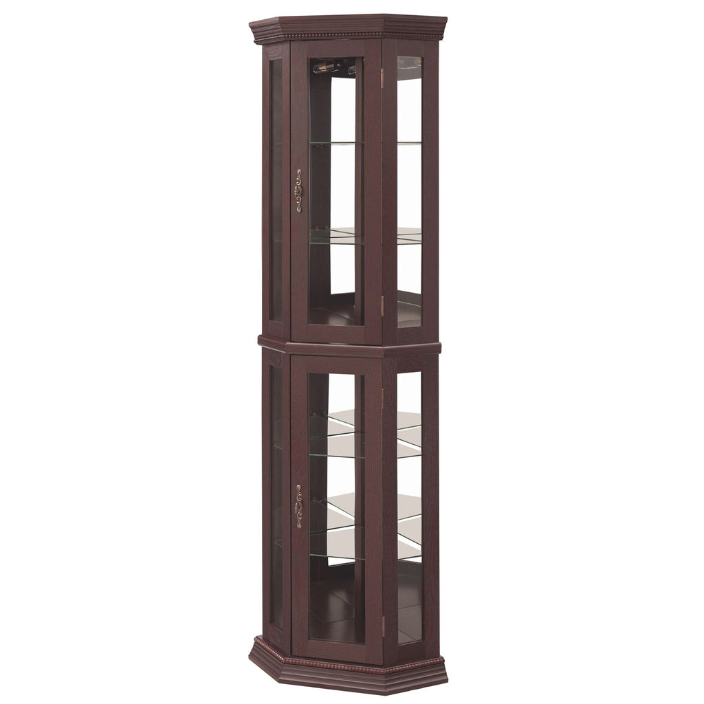 Lighted Corner Curio Cabinet with Adjustable Shelves