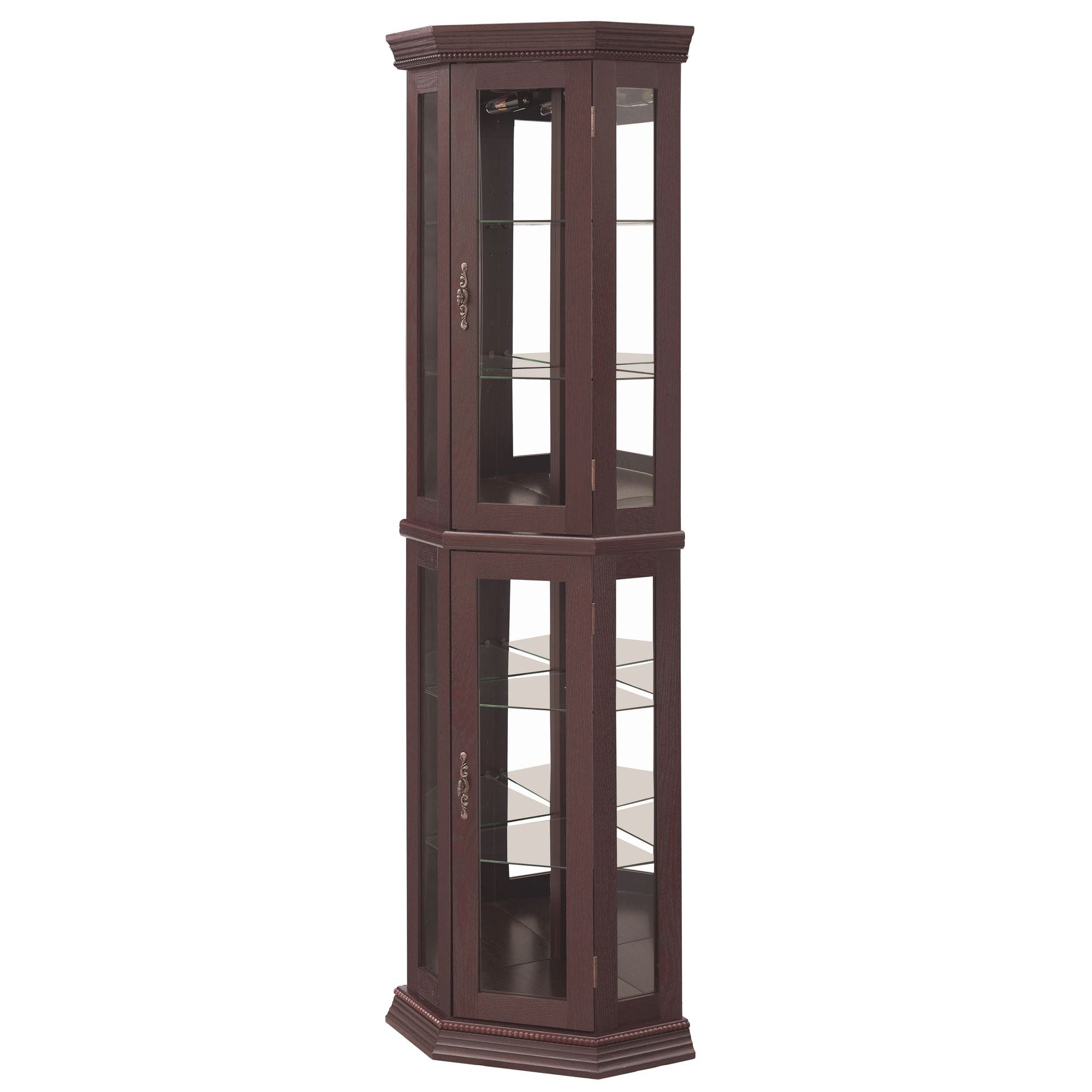 Lighted Corner Curio Cabinet with Adjustable Shelves