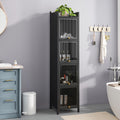 Modern Glass Door Cabinet with Fluted Doors and Adjustable Shelves