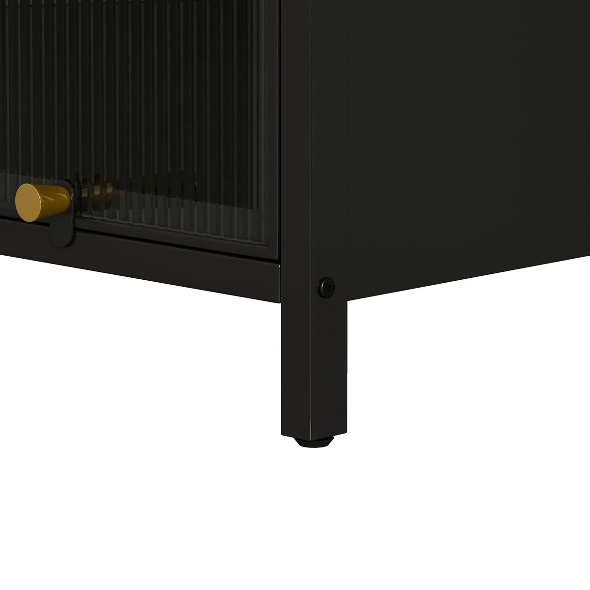 Modern Glass Door Cabinet with Fluted Doors and Adjustable Shelves