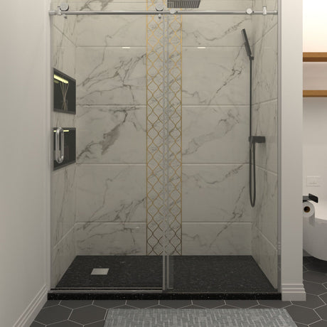 Polished Chrome Sliding Glass Shower Door